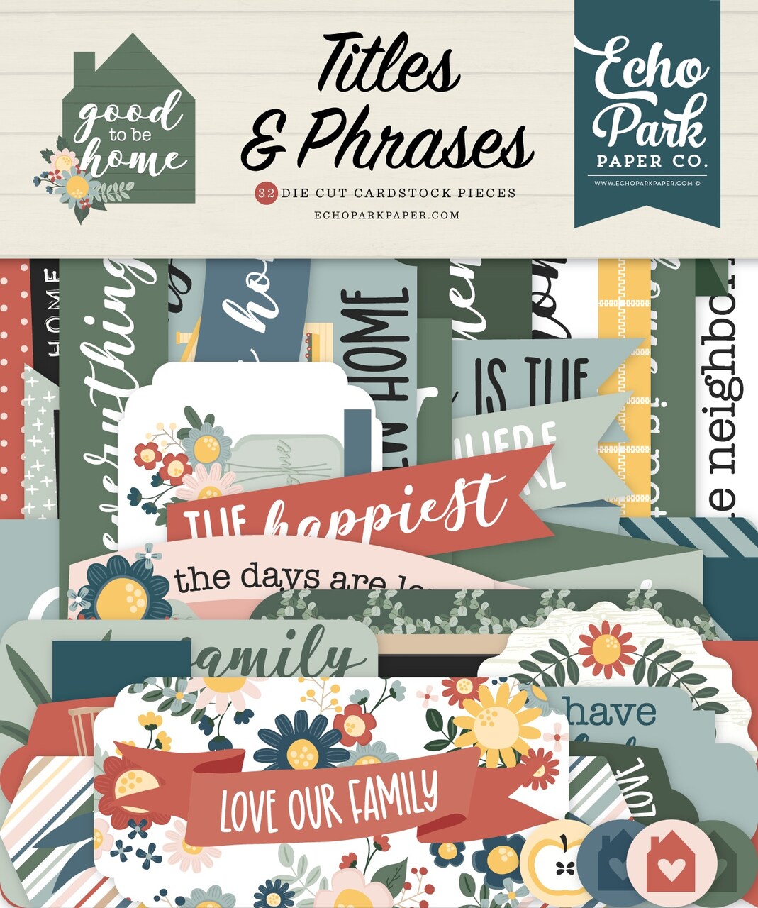 Echo Park Cardstock Ephemera-Titles & Phrases, Good To Be Home